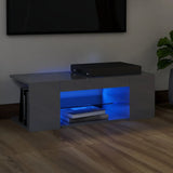 NNEVL TV Cabinet with LED Lights High Gloss Grey 90x39x30 cm
