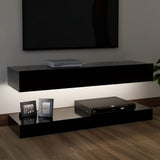 NNEVL TV Cabinet with LED Lights Black 120x35 cm