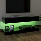 NNEVL TV Cabinet with LED Lights Black 120x35 cm