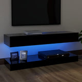NNEVL TV Cabinet with LED Lights Black 120x35 cm