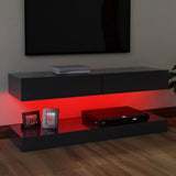 NNEVL TV Cabinet with LED Lights Grey 120x35 cm