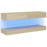 NNEVL TV Cabinet with LED Lights Sonoma Oak 120x35 cm