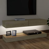 NNEVL TV Cabinet with LED Lights Sonoma Oak 120x35 cm