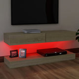 NNEVL TV Cabinet with LED Lights Sonoma Oak 120x35 cm