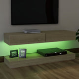 NNEVL TV Cabinet with LED Lights Sonoma Oak 120x35 cm