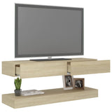 NNEVL TV Cabinet with LED Lights Sonoma Oak 120x35 cm