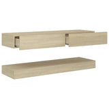 NNEVL TV Cabinet with LED Lights Sonoma Oak 120x35 cm