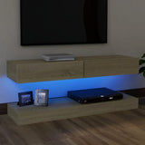 NNEVL TV Cabinet with LED Lights Sonoma Oak 120x35 cm