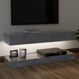 NNEVL TV Cabinet with LED Lights Concrete Grey 120x35 cm