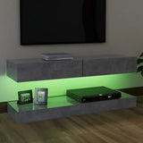 NNEVL TV Cabinet with LED Lights Concrete Grey 120x35 cm