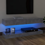 NNEVL TV Cabinet with LED Lights Concrete Grey 120x35 cm