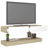 NNEVL TV Cabinet with LED Lights White and Sonoma Oak 120x35 cm
