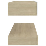 NNEVL TV Cabinet with LED Lights White and Sonoma Oak 120x35 cm