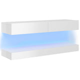 NNEVL TV Cabinet with LED Lights High Gloss White 120x35 cm