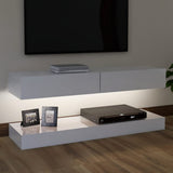 NNEVL TV Cabinet with LED Lights High Gloss White 120x35 cm