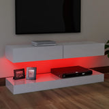 NNEVL TV Cabinet with LED Lights High Gloss White 120x35 cm