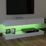 NNEVL TV Cabinet with LED Lights High Gloss White 120x35 cm