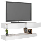 NNEVL TV Cabinet with LED Lights High Gloss White 120x35 cm