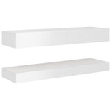 NNEVL TV Cabinet with LED Lights High Gloss White 120x35 cm