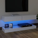 NNEVL TV Cabinet with LED Lights High Gloss White 120x35 cm