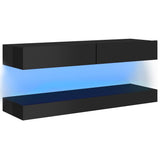 NNEVL TV Cabinet with LED Lights High Gloss Black 120x35 cm