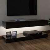 NNEVL TV Cabinet with LED Lights High Gloss Black 120x35 cm
