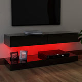 NNEVL TV Cabinet with LED Lights High Gloss Black 120x35 cm