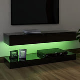 NNEVL TV Cabinet with LED Lights High Gloss Black 120x35 cm