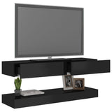 NNEVL TV Cabinet with LED Lights High Gloss Black 120x35 cm