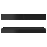NNEVL TV Cabinet with LED Lights High Gloss Black 120x35 cm