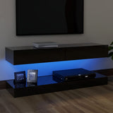 NNEVL TV Cabinet with LED Lights High Gloss Black 120x35 cm