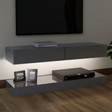 NNEVL TV Cabinet with LED Lights High Gloss Grey 120x35 cm