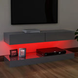 NNEVL TV Cabinet with LED Lights High Gloss Grey 120x35 cm
