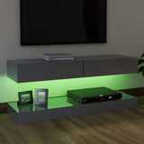 NNEVL TV Cabinet with LED Lights High Gloss Grey 120x35 cm