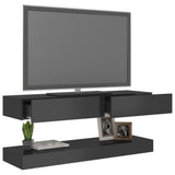 NNEVL TV Cabinet with LED Lights High Gloss Grey 120x35 cm