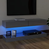 NNEVL TV Cabinet with LED Lights High Gloss Grey 120x35 cm