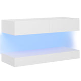 NNEVL TV Cabinet with LED Lights White 90x35 cm