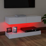 NNEVL TV Cabinet with LED Lights White 90x35 cm