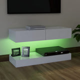 NNEVL TV Cabinet with LED Lights White 90x35 cm