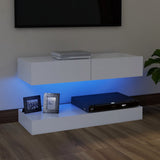 NNEVL TV Cabinet with LED Lights White 90x35 cm