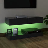 NNEVL TV Cabinet with LED Lights Grey 90x35 cm