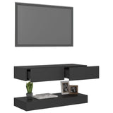 NNEVL TV Cabinet with LED Lights Grey 90x35 cm
