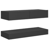 NNEVL TV Cabinet with LED Lights Grey 90x35 cm