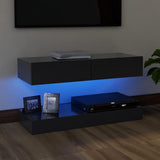 NNEVL TV Cabinet with LED Lights Grey 90x35 cm