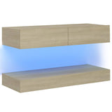 NNEVL TV Cabinet with LED Lights Sonoma Oak 90x35 cm