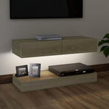 NNEVL TV Cabinet with LED Lights Sonoma Oak 90x35 cm