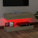 NNEVL TV Cabinet with LED Lights Sonoma Oak 90x35 cm