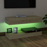 NNEVL TV Cabinet with LED Lights Sonoma Oak 90x35 cm