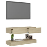 NNEVL TV Cabinet with LED Lights Sonoma Oak 90x35 cm