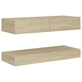 NNEVL TV Cabinet with LED Lights Sonoma Oak 90x35 cm